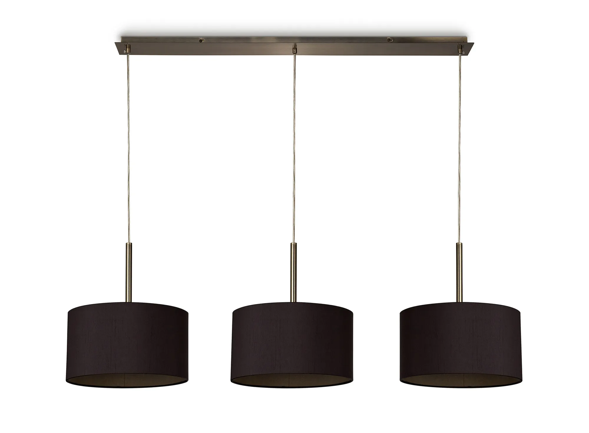 Baymont 30cm Shade 3 Light Pendant Antique Brass, Midnight Black/Green Olive DK0573  Deco Baymont AB BL/GR
